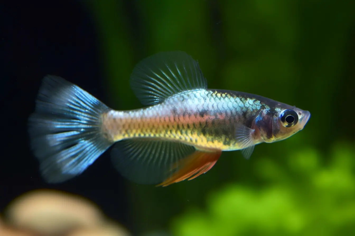 A gravid (pregnant) female guppy